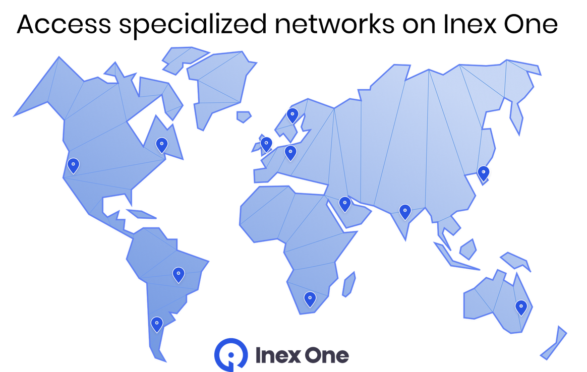 World map with expert networks available on Inex One