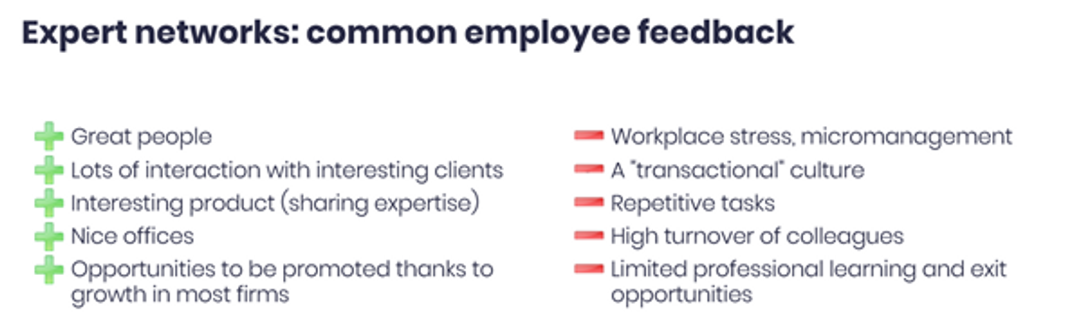 Common feedback from expert network employees