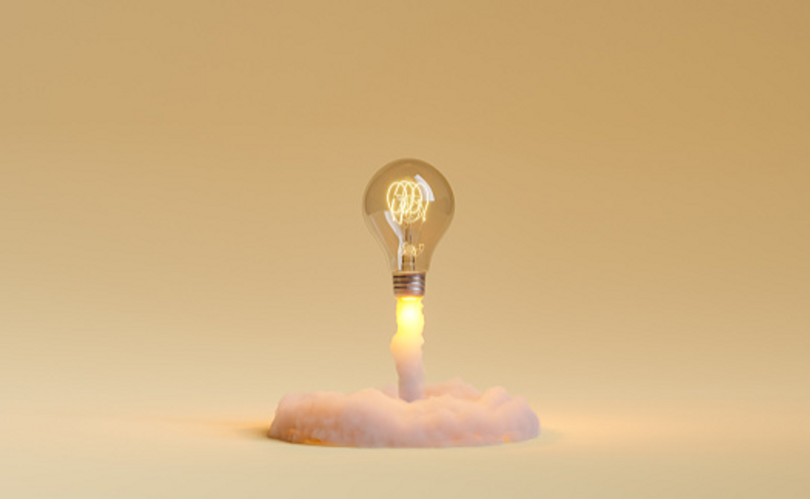 A bulb,signifying insights from expert networks, that is taking off like a rocket