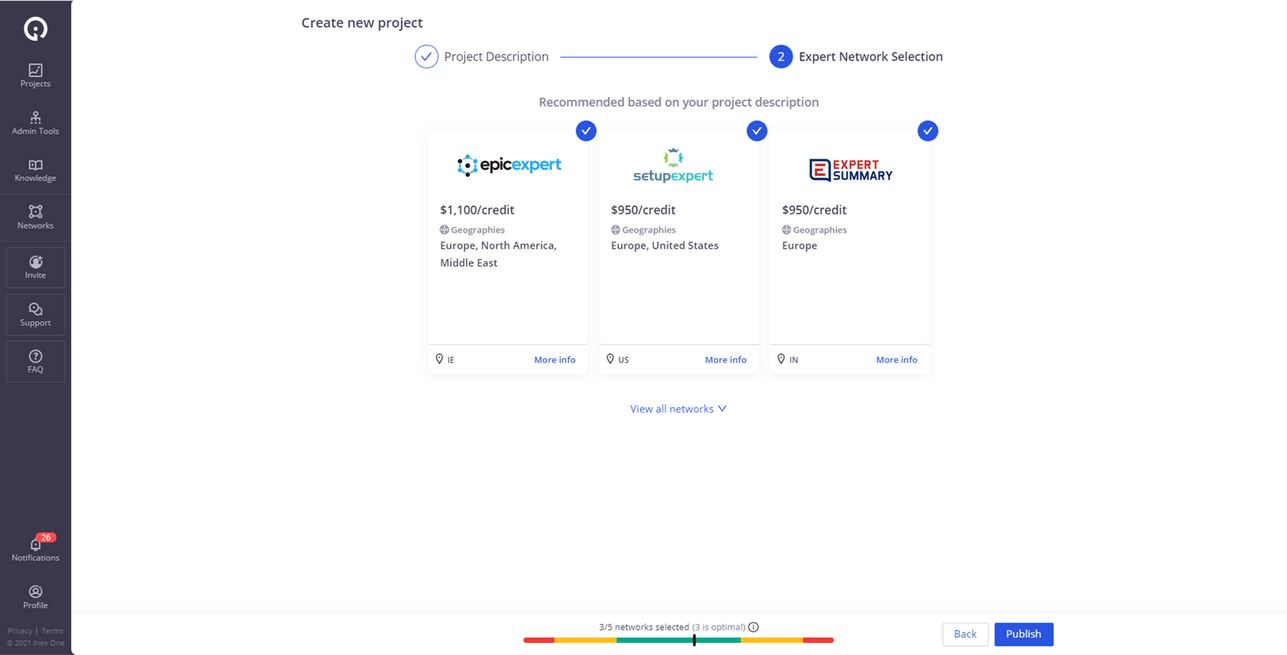 The Inex One expert network recommendation engine