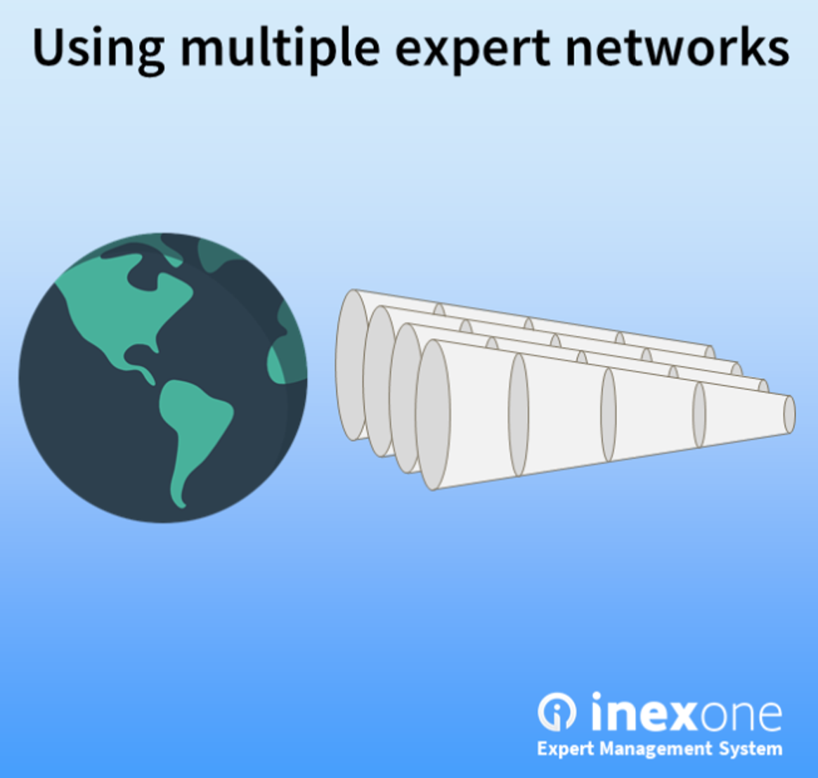 Illustration of how multiple expert networks act as multiple funnels of experts, searching the globe.